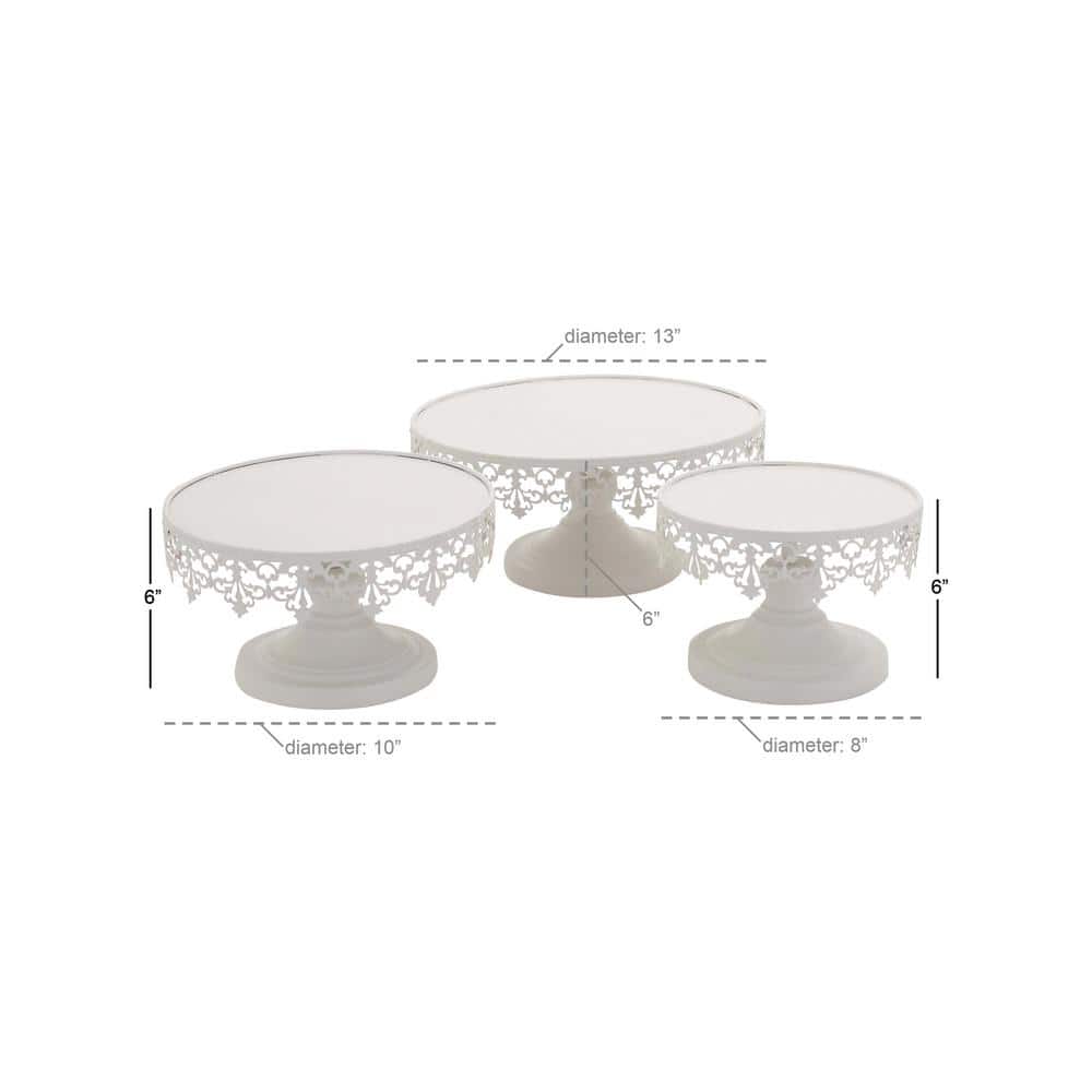 White Metal Pedestal Cake Stand Set of Three