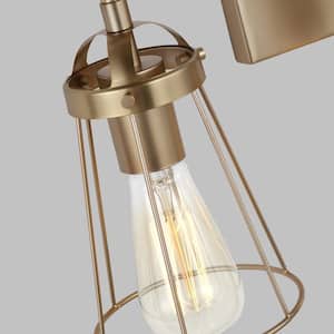 Dames 21.75 in. 3-Light Satin Brass Modern Industrial Wall Bathroom Vanity Light with Wire Cage Shades