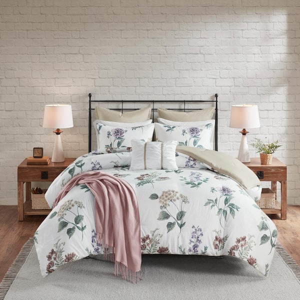 Monah Taupe/Blush Microfiber Full/Queen Printed Seersucker Comforter Set