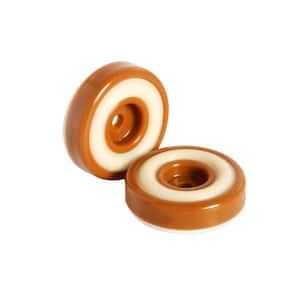 1-1/4 in. Round Caramel Brown Furniture Feet Floor Protectors with Rubber Grip (Set of 8)