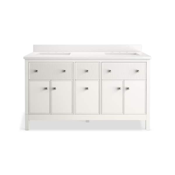 Malin by Studio McGee 60 in. White Bath Vanity with Bianco Bella Quartz Top