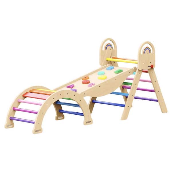 Pikler Series 6 ft. Wooden Climbing Toy with Arch Slide and Ladder for Toddlers Indoor Play