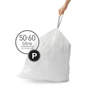 50 Liter to 60 Liter Code P Custom-Fit Kitchen Drawstring Trash Bag Liners (60 Ct. Dispenser Pack)