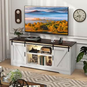 White TV Stand Fits TVs up to 65 in. with Human Induction 3-Color LED lights