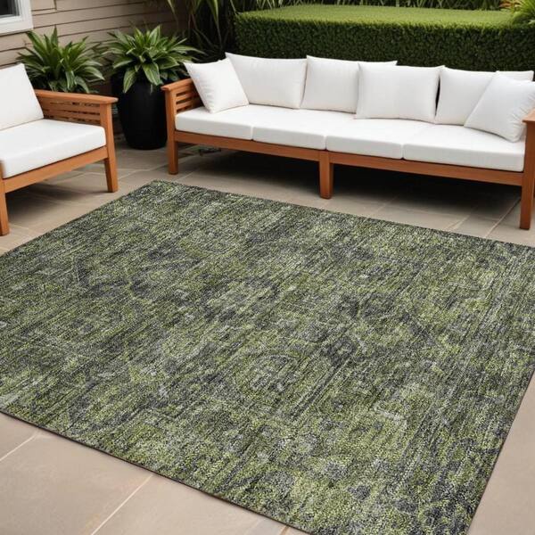 HomeRoots Moss Green and Gray 10 ft. x 14 ft. Woven Oriental