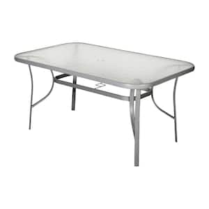 Silver Rectangle Steel Outdoor Side Table