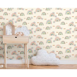 Taupe and Red Rainbow's End Peel and Stick Wallpaper (Covers 28.29 sq. ft.)