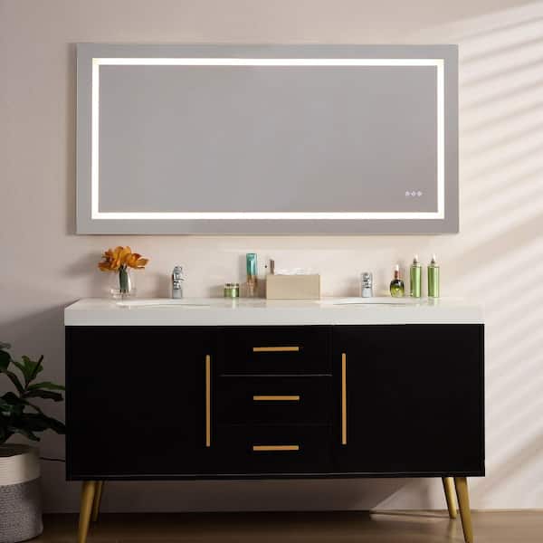 60 in. W x 30 in. H Rectangle Framed RGB Flowing LED Light Vertically/Horizontally Wall Bathroom Vanity Mirror