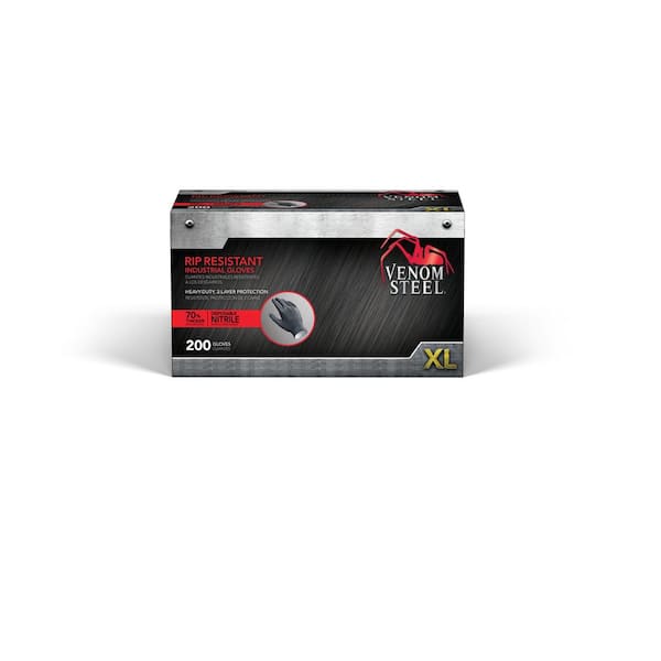 Rip-Resistant Black 2-Layer Disposable Nitrile Gloves, X-Large (200-Count)