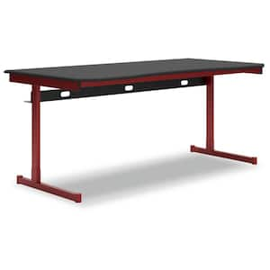 Lynxtyn 63.13 in. Rectangular Red/Black Engineered Wood Home Office Desk with Cable Management