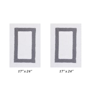 Hotel Collection White/Gray 17 in. x 24 in. and 17 in. x 24 in. 100% Cotton 2 Piece Bath Rug Set