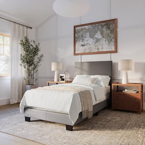 Celeste Dark Gray Upholstered Wood Single/Twin Panel Bed Frame