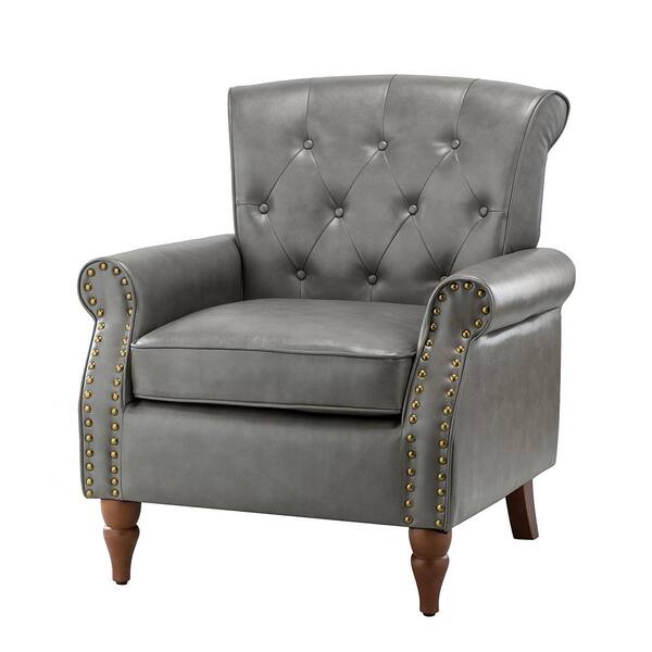 JAYDEN CREATION Acoetes Grey Armchair with Nailhead Trim CHM0529GREY