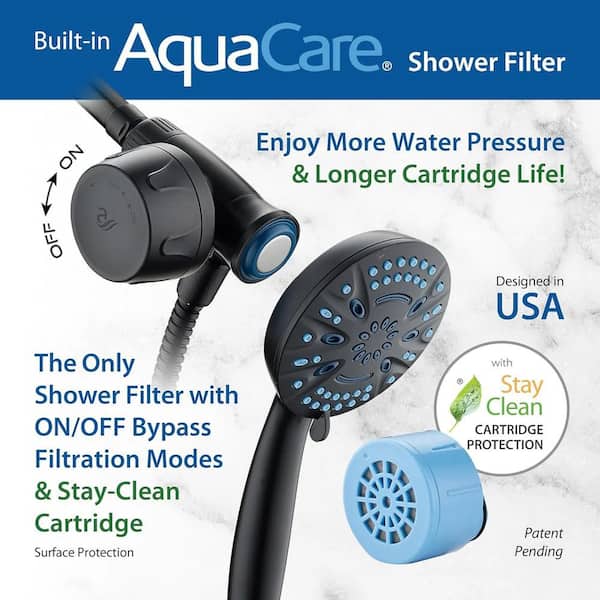 AQUACARE 8-Spray Wall Mount Handheld Shower Head with filtration