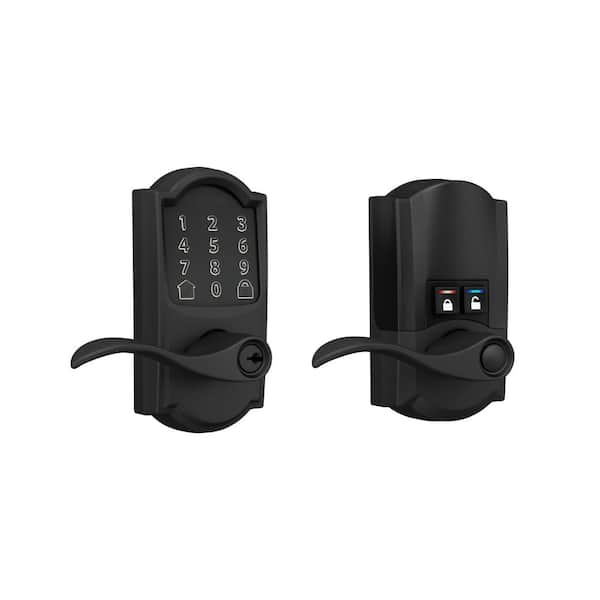 Camelot Matte Black Electronic Encode Smart WiFi Accent Lever with Alarm