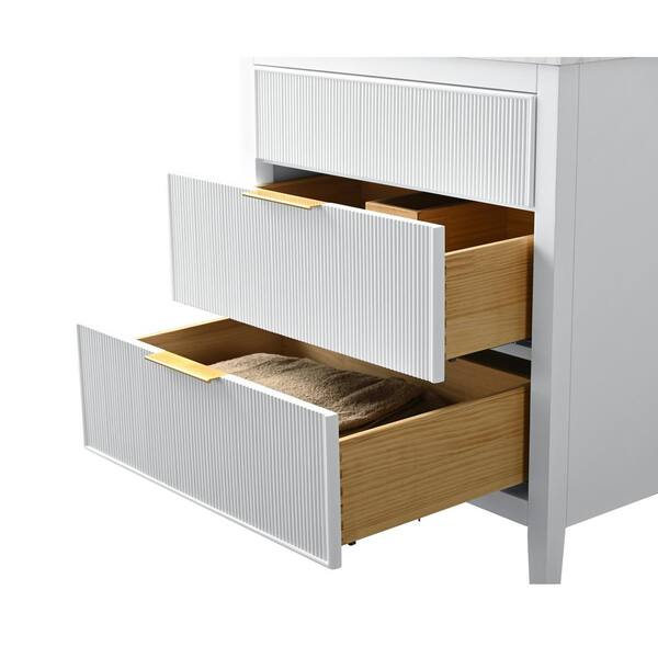 SUDIO Emma 30 in. W Bath Vanity in White with Engineered Stone Top