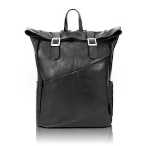 Kennedy 17 in. Black Pebble Grain Calfskin Leather Dual Access Laptop Backpack
