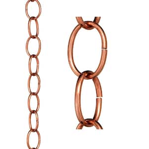 100% Pure Copper Chain Link Rain Chain, 8-1/2 ft. Long, Large Links, Replaces Gutter Downspout