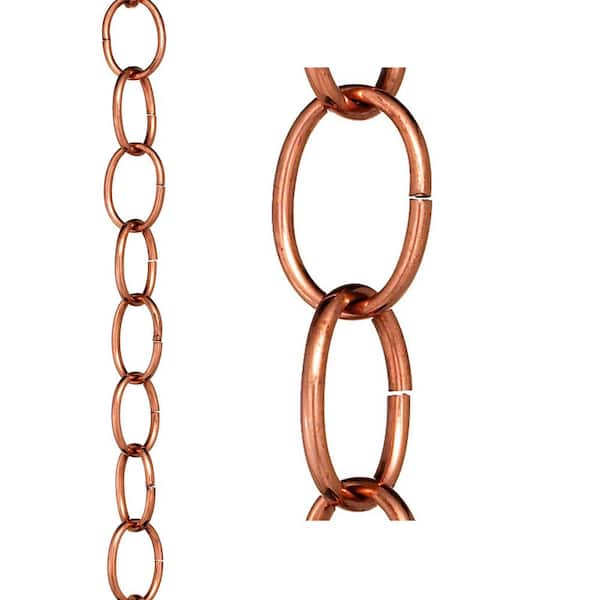 Good Directions 100% Pure Copper Chain Link Rain Chain, 8-1/2 ft. Long, Large Links, Replaces Gutter Downspout