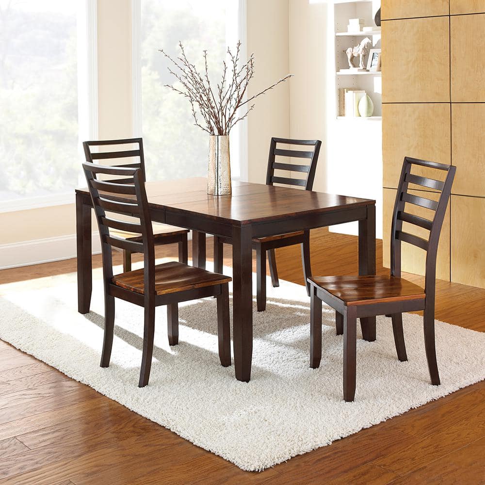 Brown Wood and Metal Ladderback Side Chair Set