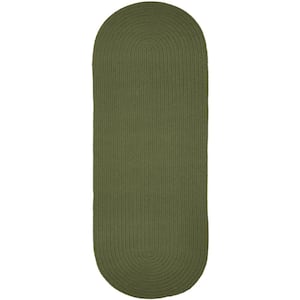 Texturized Solid Olive Poly 2 ft. x 6 ft. Braided Runner Rug