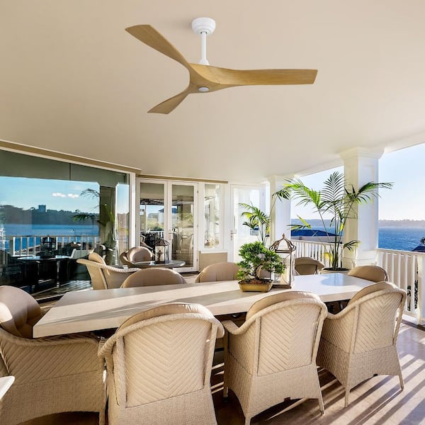 Sofucor 52 in. Indoor/Outdoor White Ceiling Fan No Light With