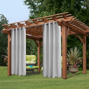 Greyish White Grommets on Top and Bottom, Privacy Curtain Panel for Patio Porch Gazebo Cabana - 50 in. W x 108 in. L