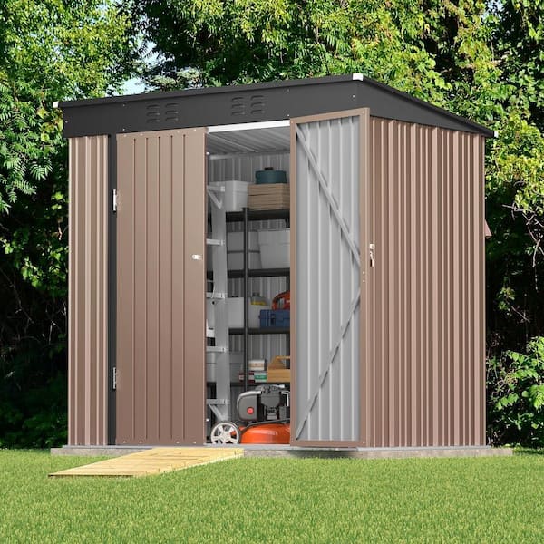 Lofka 6 ft. W x 4 ft. D Outdoor Storage Metal Shed with Double