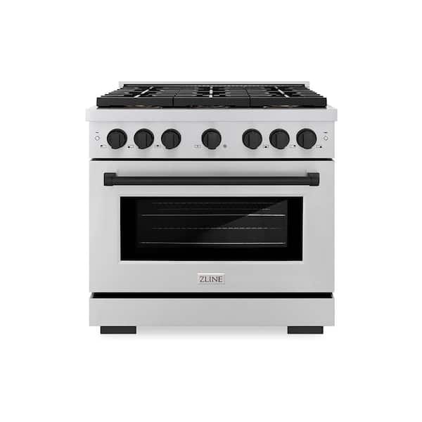 Autograph 36 in. 5.2 cu. ft. Paramount Dual Fuel Range with 6 Burner DuoPro Cooktop in Stainless and Matte Black Accents