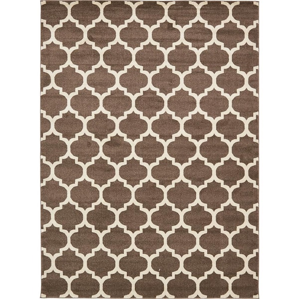 Unique Loom Trellis Philadelphia Medium Brown/Beige 8 ft. x 11 ft. Area Rug