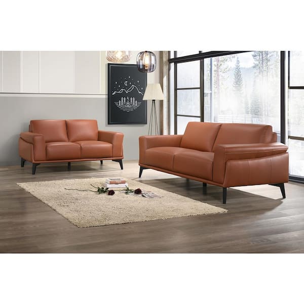NEW CLASSIC HOME FURNISHINGS New Classic Furniture Como 2-Piece Terracotta Leather Living Room Set