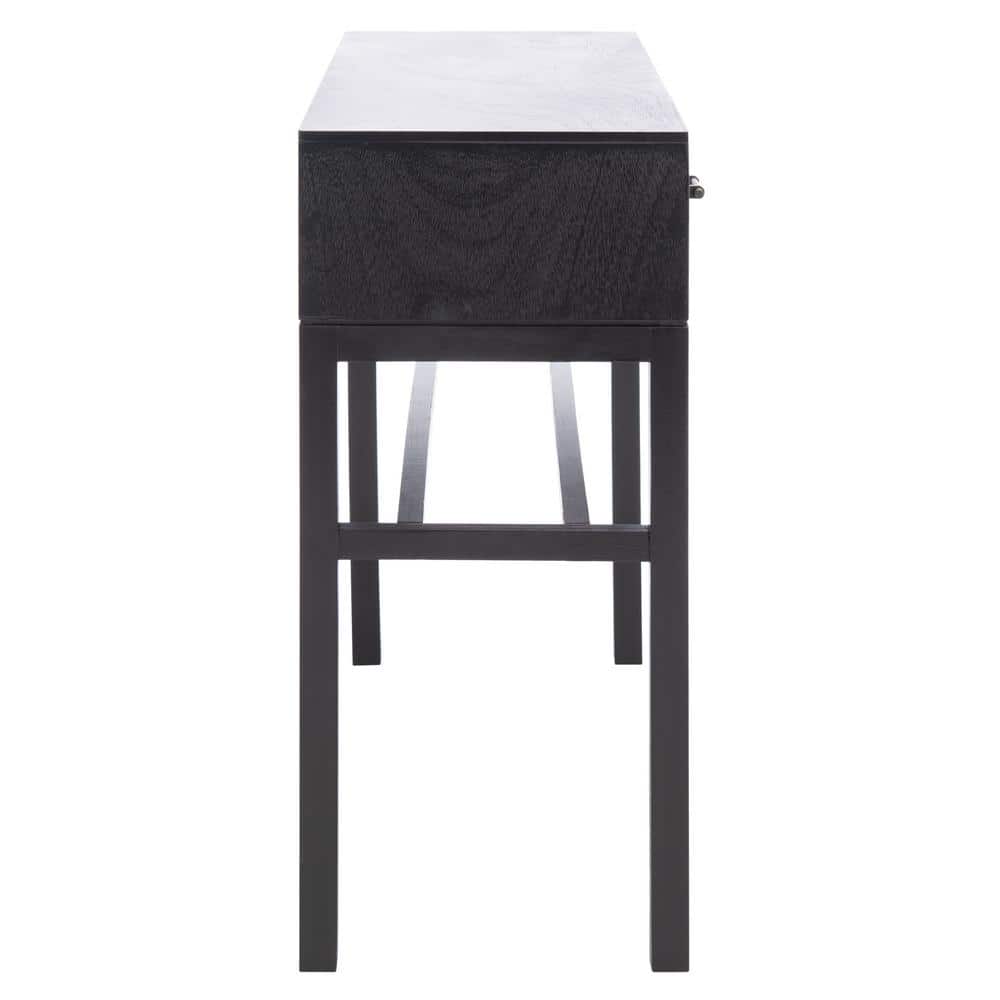 Modern Black and Greige Chevron Console Table with Storage