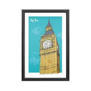 "Big Ben Illustration" by Jill White Framed with LED Light Architecture Wall Art 24 in. x 16 in.
