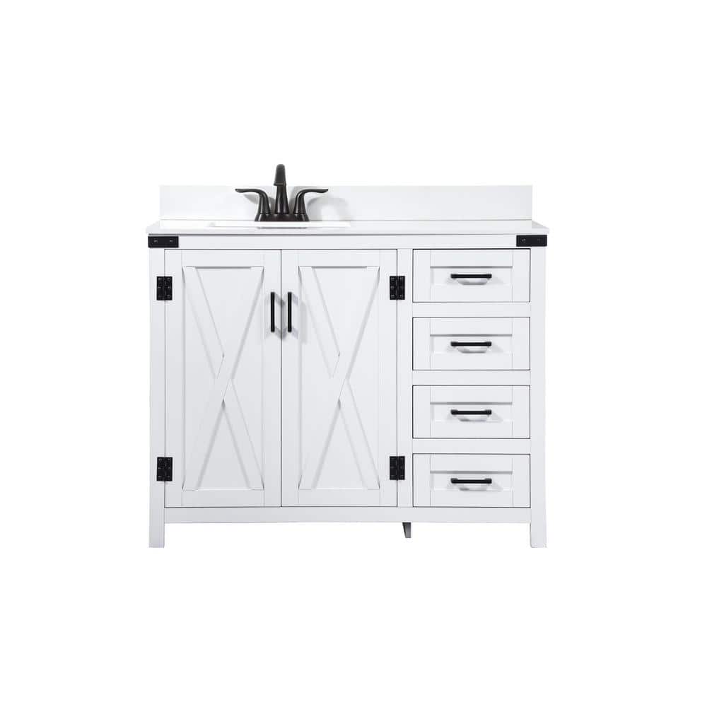 Timeless Home 42 in. W x 19 in. D x 34 in. H Bath Vanity in White with Ivor