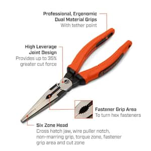 8 in. Z2 High Leverage Long Nose Pliers with Dual Material Grips