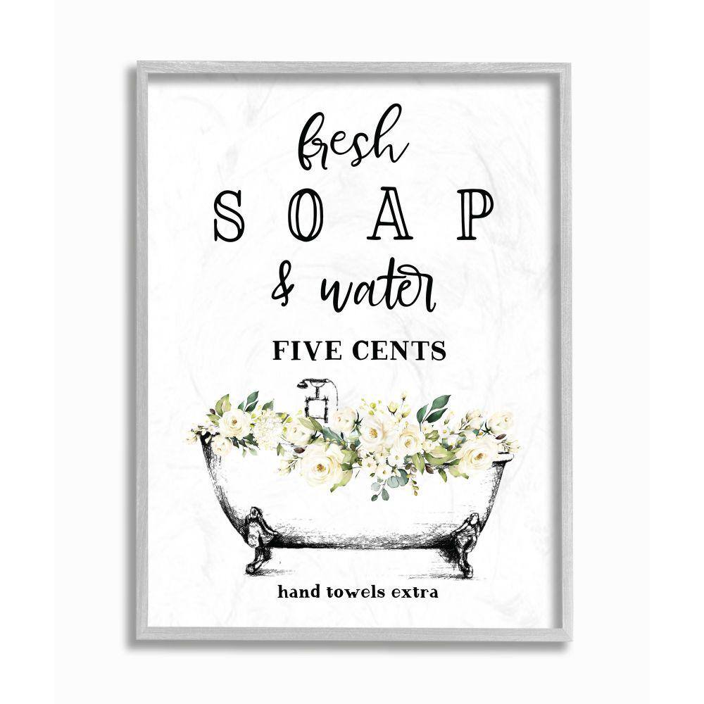 Fresh Soap And Water Bath Tub Bathroom Design by Lettered and Lined Framed Abstract Wall Art 16 in. x 20 in. price history on PriceWatchPro