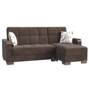 instinct swim foolish Ottomanson Basics Collection Brown Convertible L-Shaped Sofa Bed Sectional  With Reversible Chaise 3-Seater With Storage BSC-8-CL - The Home Depot