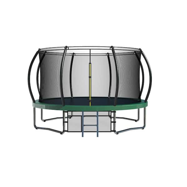 Unbranded 10 ft. Outdoor Recreational Trampoline with Enclosure Net Ladder for Kids Adults for Garden, Green