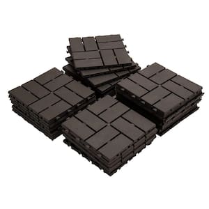 cadeninc 12 in. x 12 in. Brown Square Composite Decking Tiles, 4 Slat Plastic Outdoor Flooring Tile All Weather (Pack of 36)