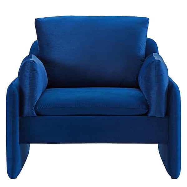 Details about   2X Genesis Muse Navy Velvet Fabric Lounge Armchair Modern Room Accent Chair 