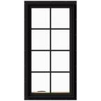 24 in. x 48 in. W-2500 Series Black Painted Clad Wood Left-Handed Casement Window with Colonial Grids/Grilles