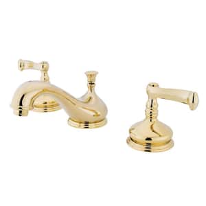 2-Handle 8 in. Widespread Bathroom Faucets with Brass Pop-Up in Polished Brass