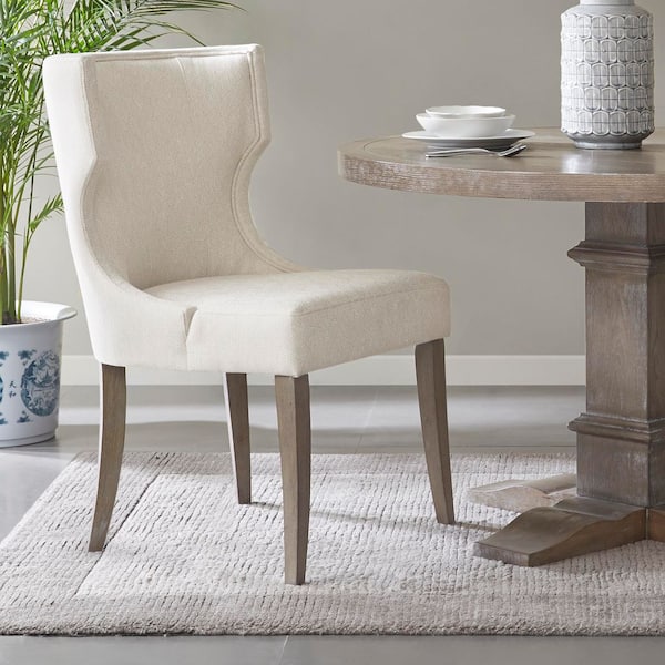 Fillmore Cream Polyester Upholstered Wingback Dining Chair