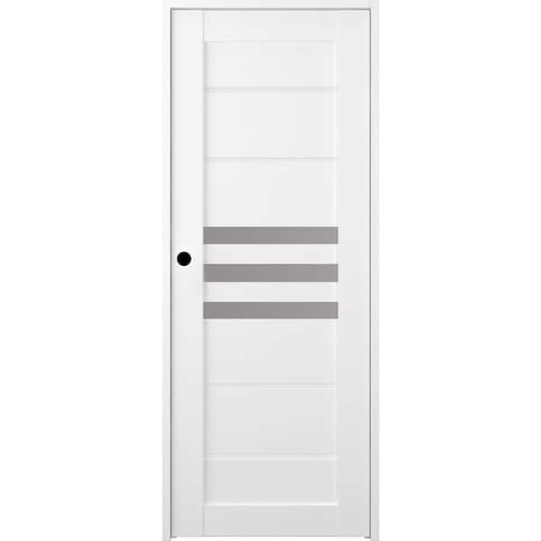 Belldinni Dome 18 in. x 80 in. Right-Hand 3-Lite Frosted Glass Solid Core Bianko Noble Wood Composite Single Prehung Interior Door