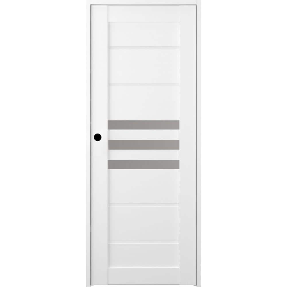 Dome 32 in. x 80 in. Right-Hand 3-Lite Frosted Glass Solid Core Bianko Noble Wood Composite Single Prehung Interior Door price history on PriceWatchPro