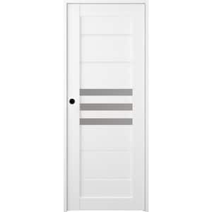 Dome 24 in. x 80 in. Right-Hand 3-Lite Frosted Glass Solid Core Bianko Noble Wood Composite Single Prehung Interior Door