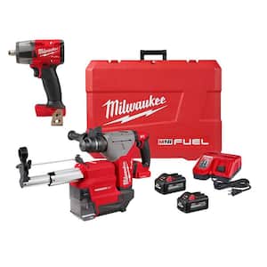 M18 FUEL 18V Lithium-Ion Brushless 1-1/8 in. Cordless SDS-Plus Rotary Hammer/Dust Ext Kit w/FUEL 1/2 in. Impact Wrench