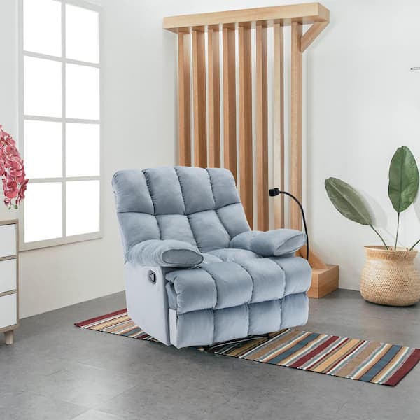 Chizzyseat Yingj 39.4 in. W Blue Velvet Upholstered Oversized Recliner