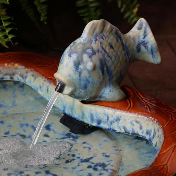 Sunnydaze 7 in. Glazed Ceramic Fish Outdoor Cascading Water