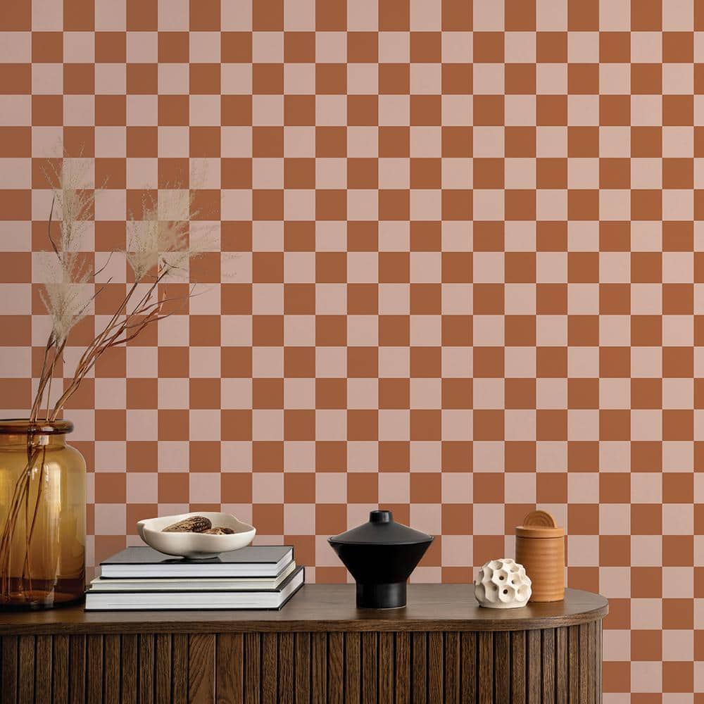 Retro Blush Checkered Peel and Stick Vinyl Wallpaper